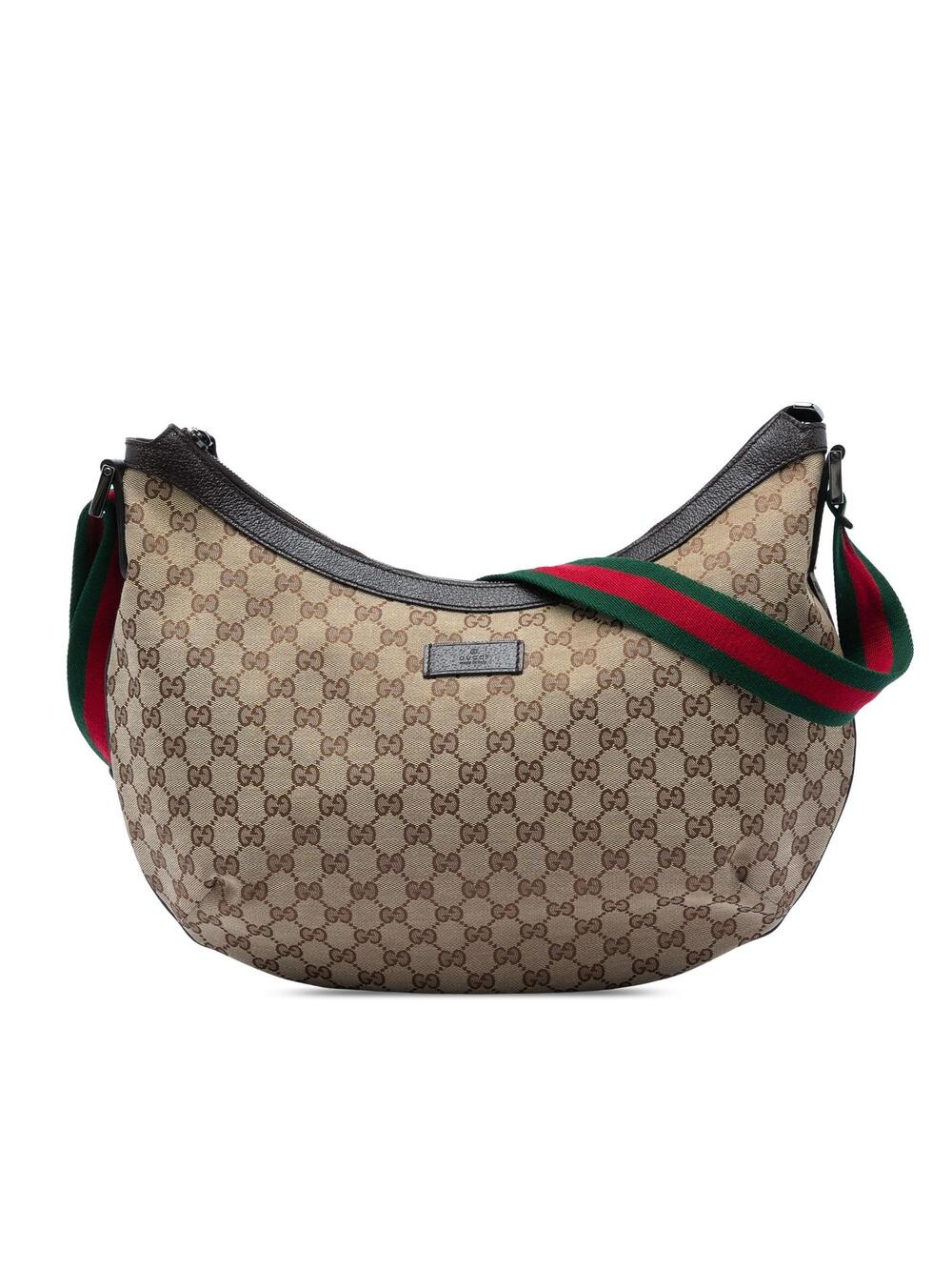 Gucci Gg Canvas Web Half Moon Crossbody #323918G62B